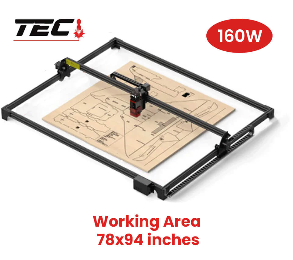 160W Blue CNC Laser Engraving Cutting Machine For Wood, Leather & Metal (160 Watts) - 78X94 Inches