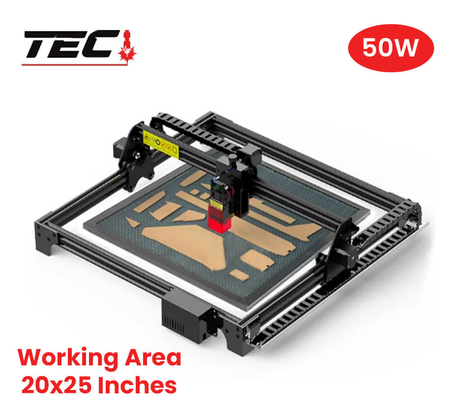 50W CNC Laser Engraver Metal Wood Printer Laser Cutting Machine For Acrylic CNC Wood Machine With Air Assist Nozzle - 20X25 Inches