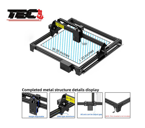 50W CNC Laser Engraver Metal Wood Printer Laser Cutting Machine For Acrylic CNC Wood Machine With Air Assist Nozzle - 20X25 Inches