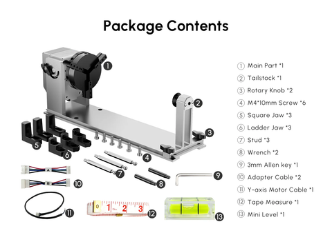 4 in 1 Rotatory attachment for rings, cylindrical, spherical, curved objects